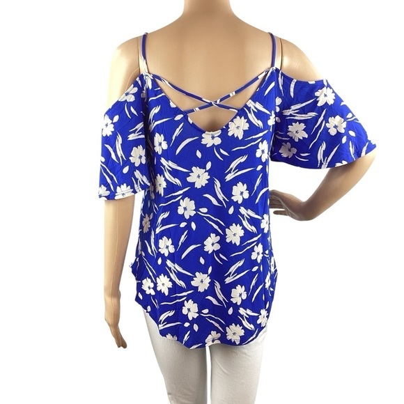 Kaileigh Valette Back Detail Knit Top Size S Blue Floral - Picture 3 of 6